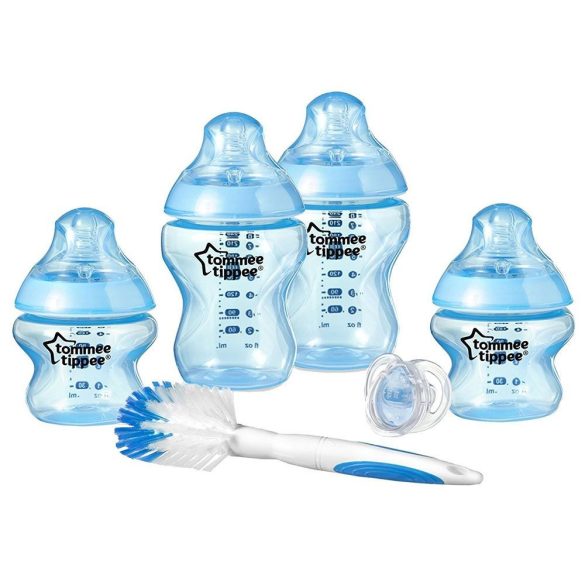 Tommee Tippee Комплект за новородено + четка за шишета СИН