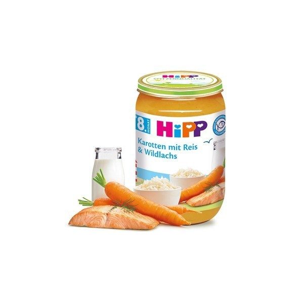 HIPP БИО Моркови с ориз и дива сьомга
