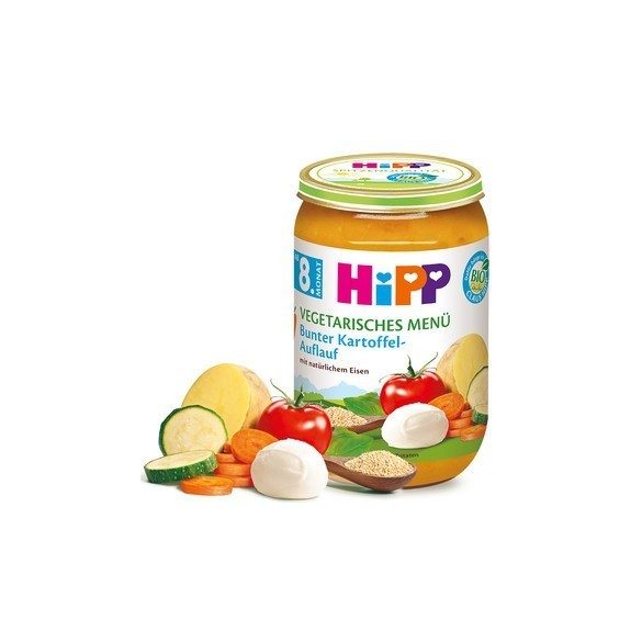HIPP БИО вегетарианко меню зеленчуци на фурна с моцарела