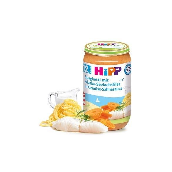 HIPP Рибно меню спагети с морска треска от Аляска в зеленчуково-сметанов сос 12м 250g
