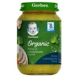   GERBER - Гербер Пюре Organic Зеленчуци с пуешко месо и ориз- 190g