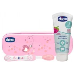   Chicco Комплект за почистване на зъбки - розово