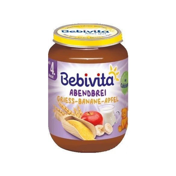 Bebivita Каша Лека нощ Грис банан и ябълка  БИО 5+м., 190гр. 
