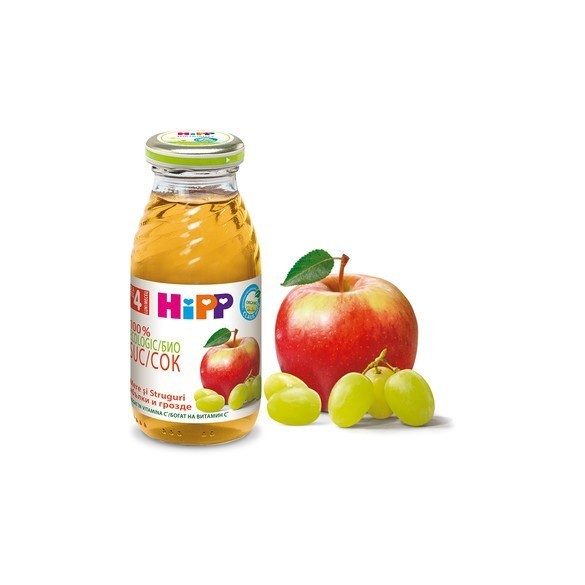 HIPP БИО Сок от ябълки и грозде 4+м. / 200мл.