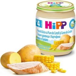   HIPP БИО Сладка царевица с картофено пюре и пуешко месо 4м 125