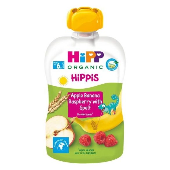 HIPP Плодова закуска Ябълка,банан,малина със спелта
