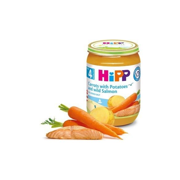 HIPP  Моркови с картофи и дива Сьомга 4м
